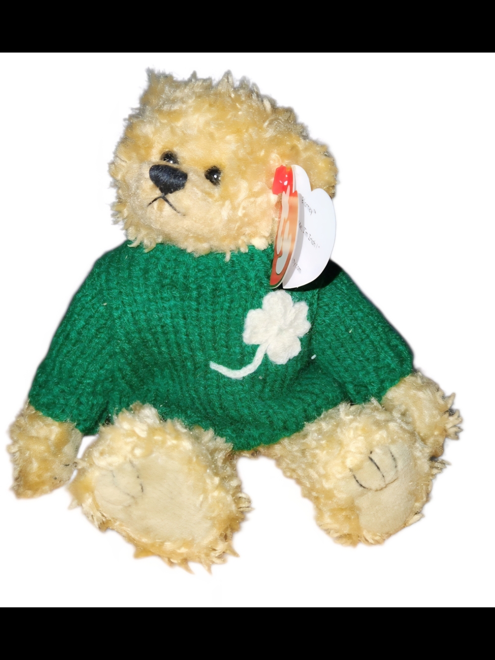 Stuffed Teddy Bear with Green Clover Sweater